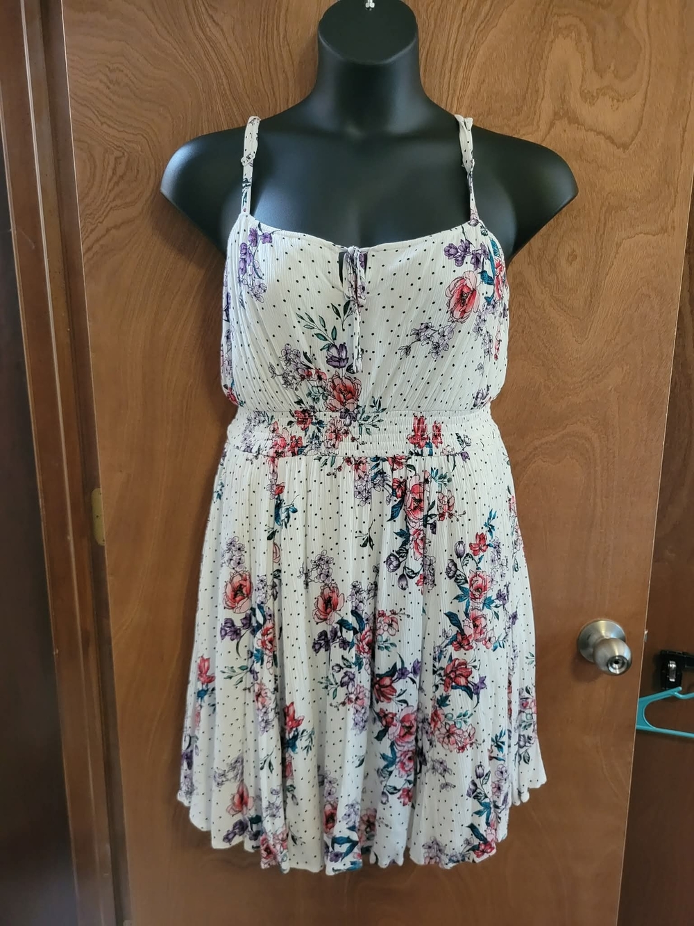 torrid Cream Floral Polka Dot Spaghetti Strap Dress